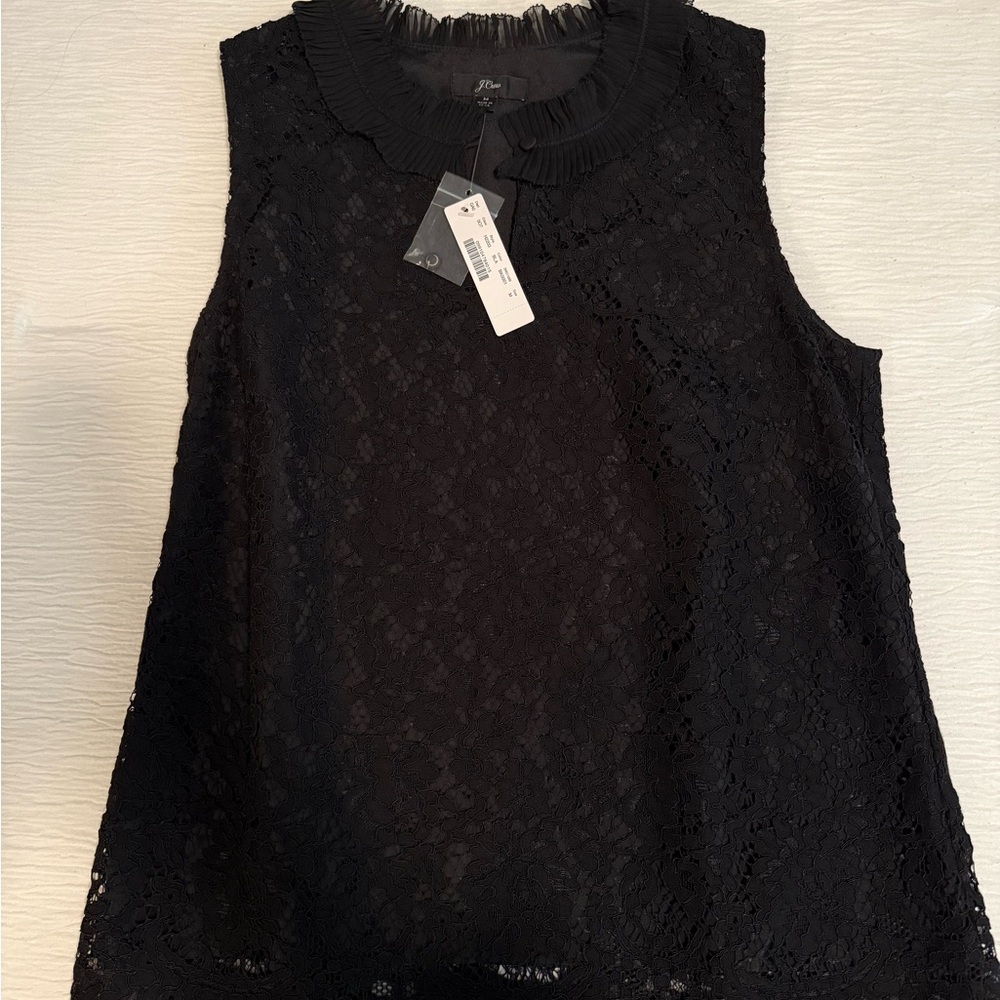 J. Crew Black Lace Sleeveless Blouse
